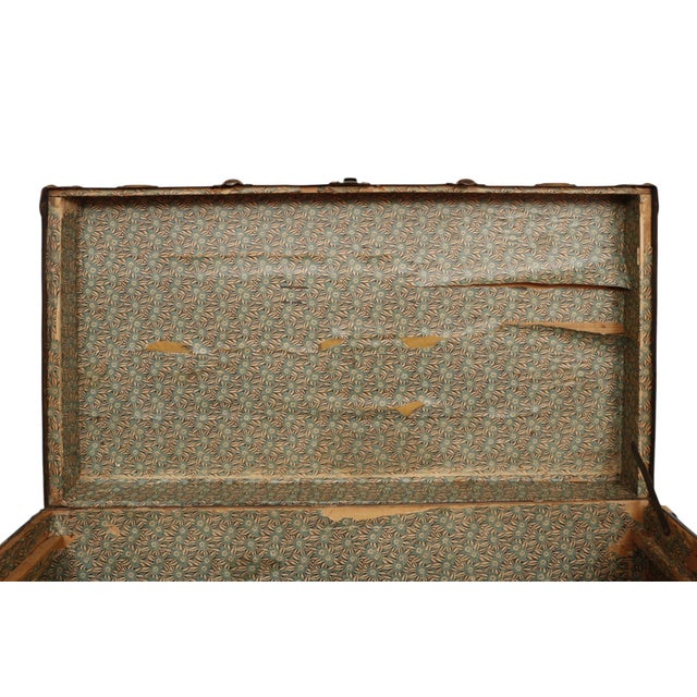 Early 20thC Flat Top Steamer Trunk For Sale - Image 13 of 14