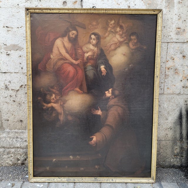 “Vision of Saint Francis of Assisi at the Porziuncola” Spanish School, following Murillo, 19th century – Spain Technique:...