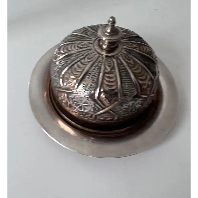 Silver Domed French Silver Plate Repoussé Butter or Covered Dish Plate For Sale - Image 8 of 13