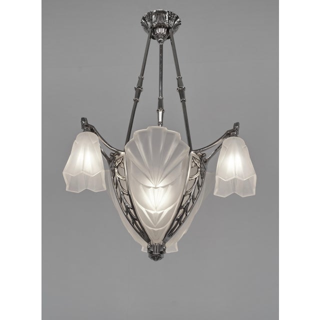 David Gueron Degue French Art Deco Chandelier by Jamain & Degue 1930 France For Sale - Image 4 of 13