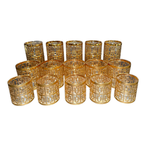 1960s Imperial Glass Co. “Shoji Trellis” Gilt Tumblers- 15 Pieces