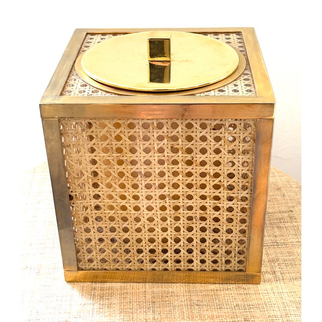 1970’s Italian Lucite, Caning, Brass Ice Bucket Crespi/Dior Style For Sale - Image 10 of 11