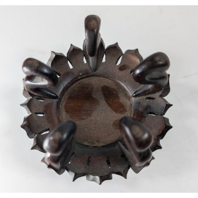 Wood 20th Century Chinese Carved Lotus Form Display Stand Base For Sale - Image 7 of 8