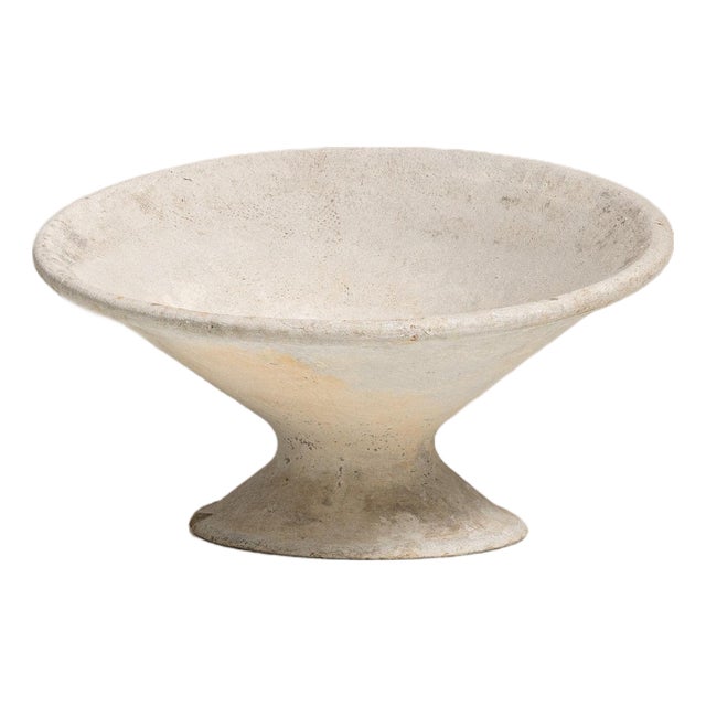 1960-1969 France Weathered Antique White Painted Flared Bowl Planter For Sale
