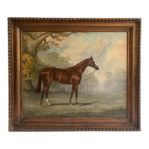 1961 “Sweet Solera" Large Antique Equestrian Horse Painting Oil on Canvas by Juliet McLeod
