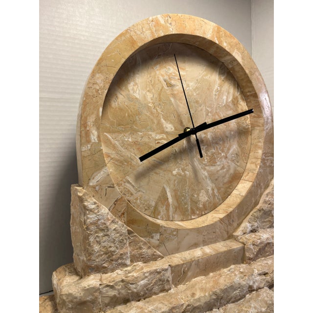 RARE Vintage Renoir Huntington, CA Ponte Mactan Natural Stone Mantel Clock Aprox. dimensions: 15"H x 18"W x 4.5"D Very...