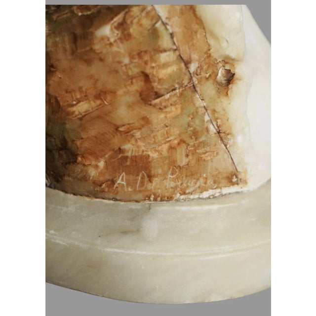 Stone Antique Art Nouveau Alabaster & Marble Sculpture Statue Nude Sea Nymph A. Del Perugia 1910 For Sale - Image 7 of 9