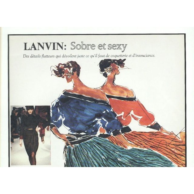 This is an unusual vintage fashion print. It features a LANVIN haute couture fashion design shown at the Paris Fashion...