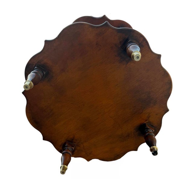 Vintage French Style Two-Tier Parquetry Side Table With Brass Gallery For Sale - Image 13 of 13