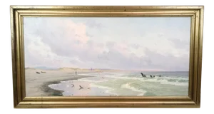 Alfred Olsen, Coastal Landscape, 1900, Oil Painting on Canvas, Framed
