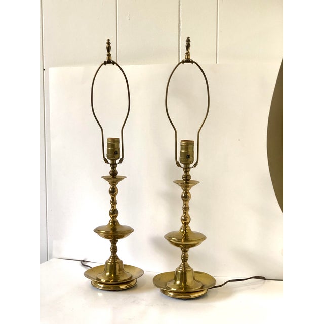 Vintage Brass Candlestick Lamps a Pair Chairish
