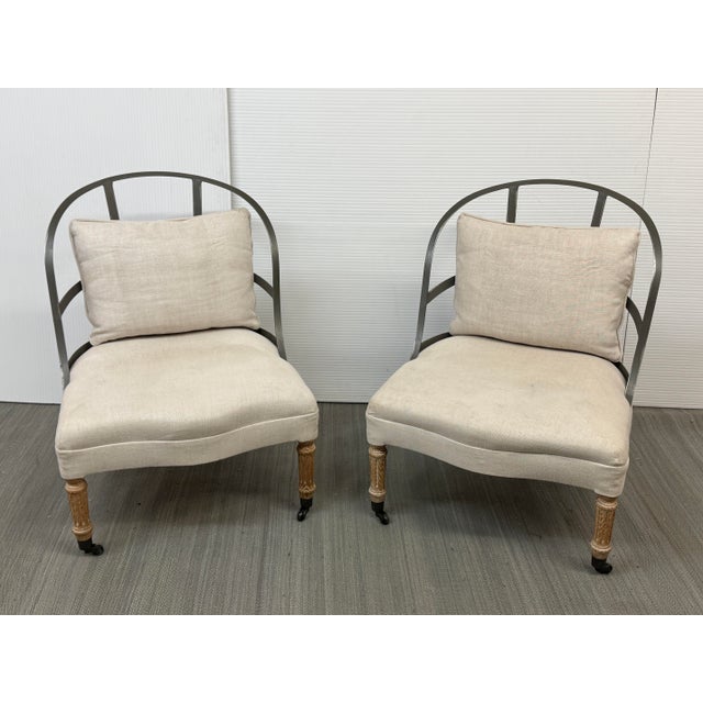 Wood Restoration Hardware Couturier’s Chairs, Pair For Sale - Image 7 of 12