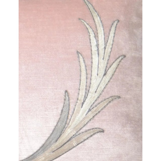 Traditional Contemporary Embroidery Pillow with Antique Trim For Sale - Image 3 of 5
