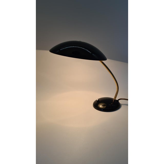 Model 6781 Table Lamp in Black Metal and Brass attributed to C. Dell for Kaiser Idell, Germany, 1950s For Sale - Image 6 of 11