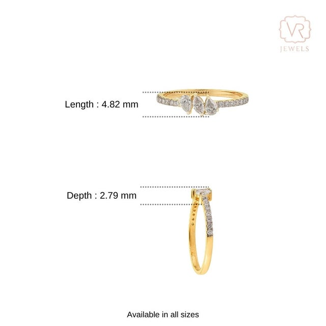 14k Yellow Gold 0.42ct Mixed-Cut Diamond Cluster Ring Size 4 by VRJewels For Sale - Image 9 of 14