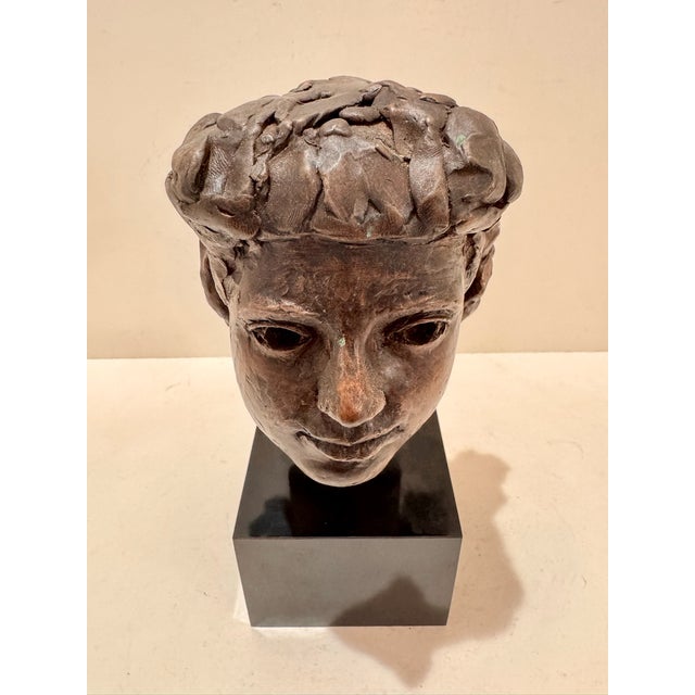 Abstract 1960s Larry Mohr Bronze Stylized Female Bust Sculpture Signed From Artist Estate For Sale - Image 3 of 11