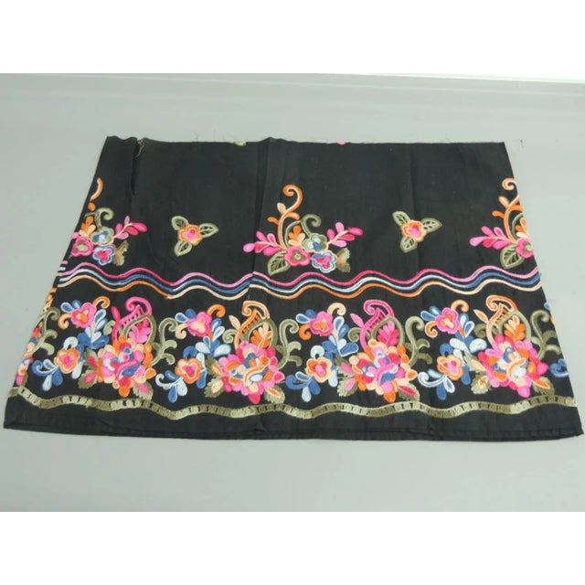 Vintage Pink & Black Embroidered Textile Skirt Sash From Peru. Suzani style embroidery all-around. In shades of red, hot...