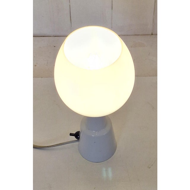 1950s Mid-Century German White Porcelain Table Lamp with Cream Glass Shade from EVP, 1950s For Sale - Image 5 of 8