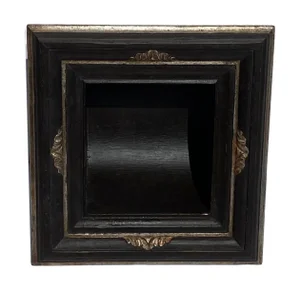 Italian Baroque Style Bathroom Paper Holder in "Tanuccio" Ebony & Silver Parcel-Gilt by Judson Roths