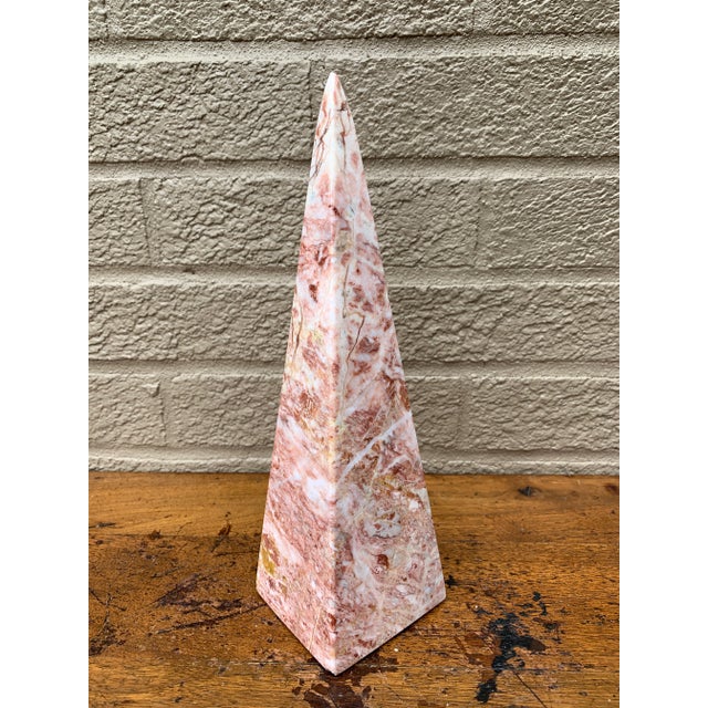 Stone Pink Marble Obelisk With Dramatic Veining For Sale - Image 7 of 8