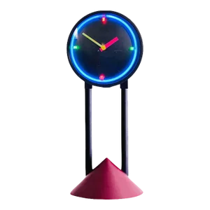 80s Postmodern Neon Electric or Battery Table Mantel Geometric Clock Memphis Art Design Sculpture