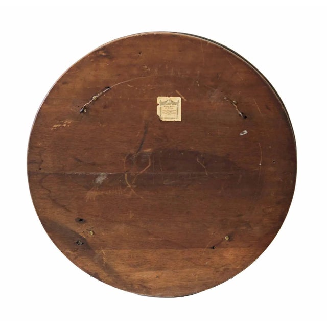 Brown Antique Round Mirror Wanamaker-Phila, Walnut, Brass and Red Bronze For Sale - Image 8 of 10
