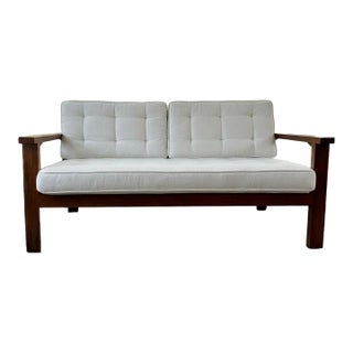 Custom Love Seat Couch. High Quality Oak Construction. For Sale