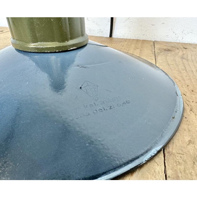 Industrial Blue Enamel Military Pendant Lamp with Cast Aluminium Top, 1960s For Sale - Image 12 of 16