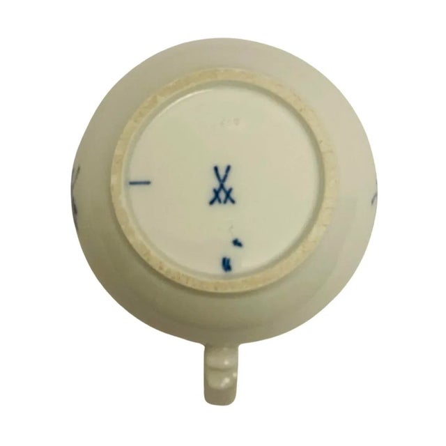 Antique Meissen Porcelain Blue Floral & Insect Tea Pot with Lid Blue Crossed Swords For Sale - Image 9 of 10