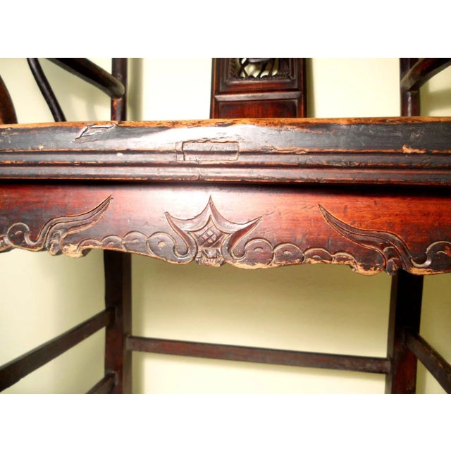 Wood Antique Chinese High Back Arm Chair, Circa 1800-1849 For Sale - Image 7 of 9