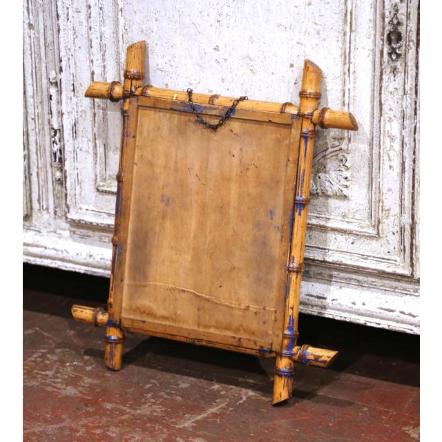 Early 20th Century French Faux Bamboo Walnut Wall Mirror For Sale In Dallas - Image 6 of 6