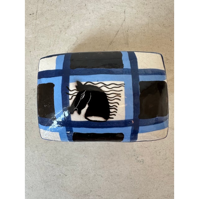 Vintage Aldo Londi Bitossi Italian Mondrian Ceramic Box Featuring Stylized Horse Head For Sale - Image 14 of 18