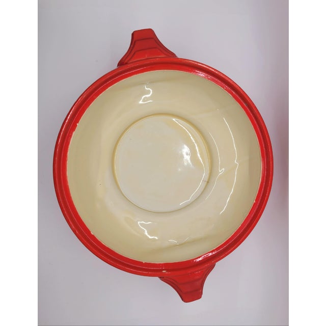 Vintage Red Hall Pottery Art Deco Sundial Covered Casserole Dish For Sale - Image 11 of 16