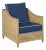 Keys Occasional Arm Chair in Canvas Navy with Canvas White Welt For Sale