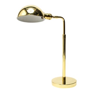 Mid-Century Modern Brass Table or Desk Lamp with Dome Shade For Sale