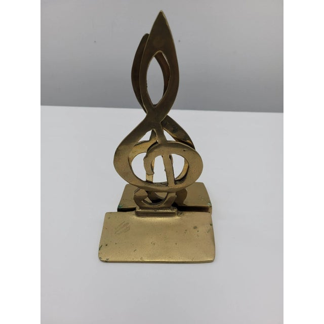 1960s Vintage Brass Treble Clef Music Note Bookends - a Pair For Sale - Image 5 of 8