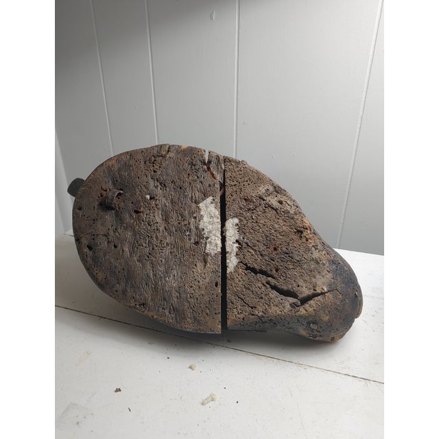 Early 20th Century Early 20th Century Primitive Weathered Wood & Cork Duck Decoy For Sale - Image 5 of 8