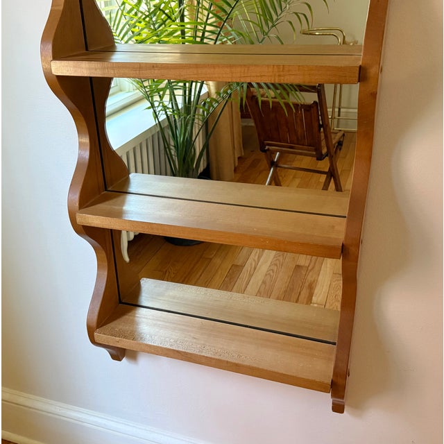 Late 20th Century Blond Wood Hanging Mirror Shelf For Sale - Image 6 of 9