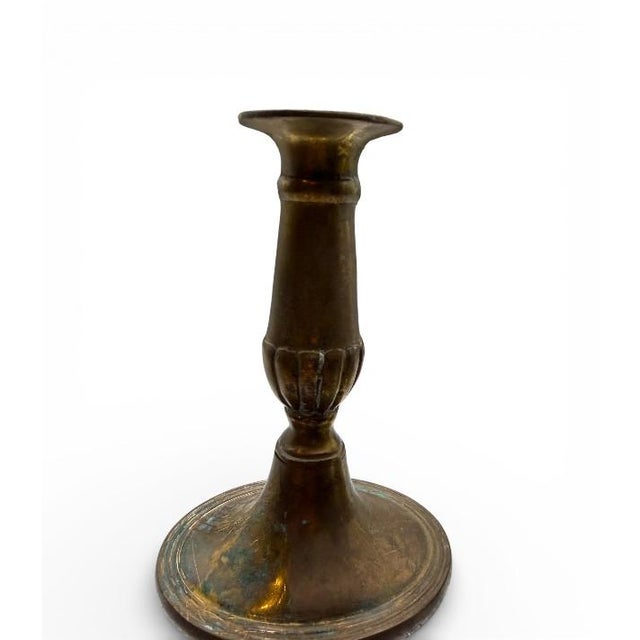 1950s Pair of Vintage Brass Candlesticks — Made in England For Sale - Image 5 of 6