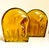 Joel Myers designed these elephant bookends for Blenko in 1969. Product/Catalog #699A, Shown here in Amber, these are mold...