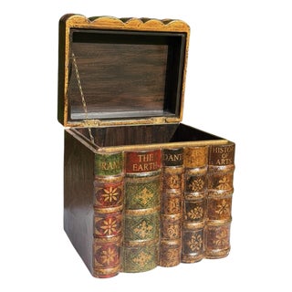 Vintage Trompe-L’œil Decorative Faux Book Box For Sale