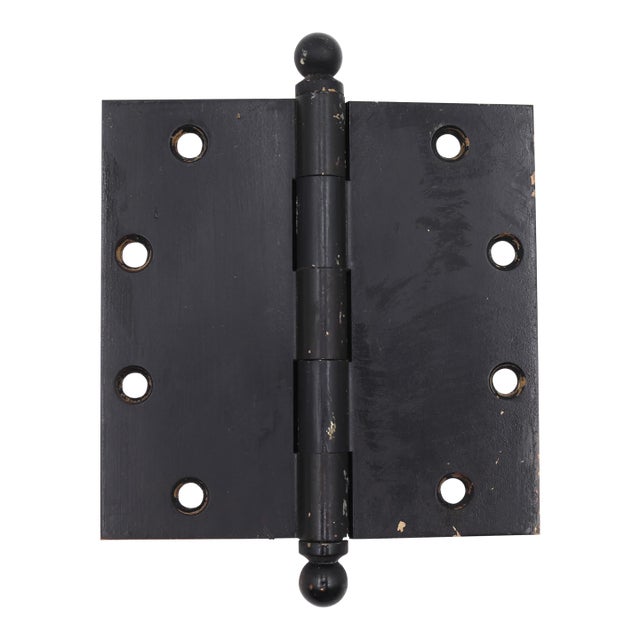 Vintage Brass 5 X 5 In. Black Ball Tip Butt Door Hinge For Sale