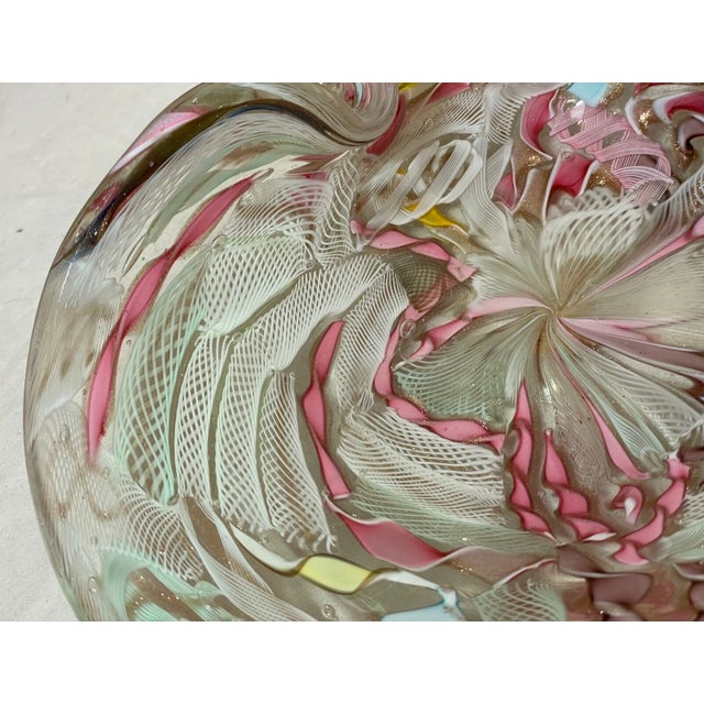 Large Vintage Hand Blown Murano Glass Cigarette Cigar Ashtray Italy Latticino For Sale - Image 13 of 13