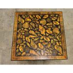 Vintage Painted Square Low Table with Shell Découpage For Sale - Image 10 of 11