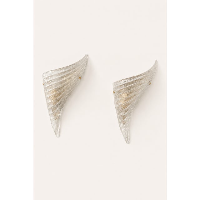 1970s Vintage Pressed Molded Murano Glass Wall Sconces, Italy, 1980, Set of 2 For Sale - Image 5 of 6