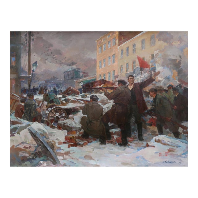 Soviet War Oil Painting, Ukrainian Artist Kovalenko (1970s) 168-219 For Sale
