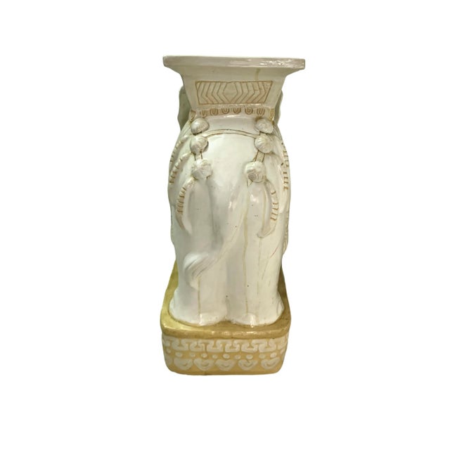 Ceramic Mid-Century Modern Chinoiserie White Ceramic Elephant Garden Stool, Plant Stand, 23"h For Sale - Image 7 of 9