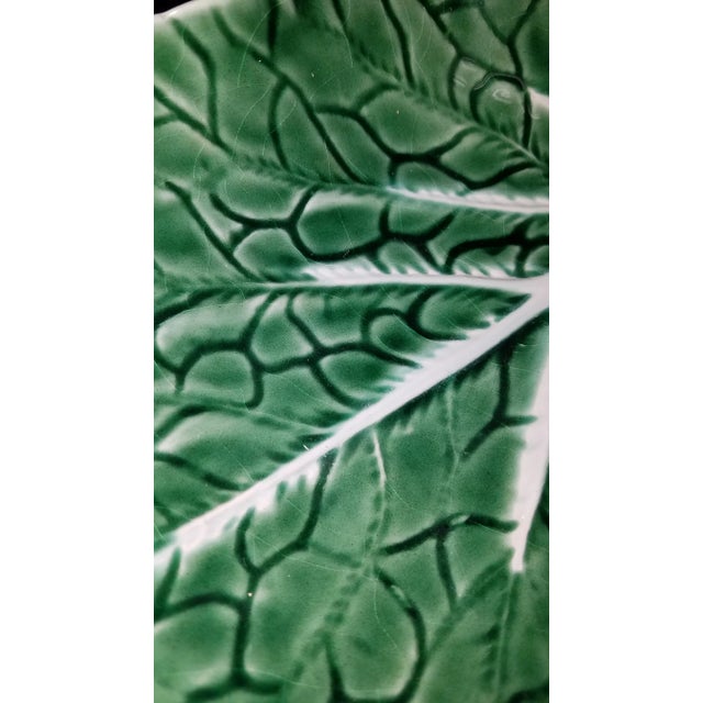 Large triple Cabbage Leaf Serving bowl by Bordallo Pinheiro. Excellent condition and quality.