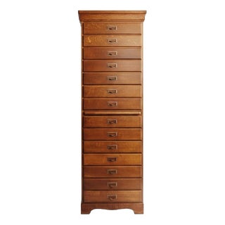 Mid-Century Danish Oak Archive Cabinet with Pull-Out Shelf, 1920s For Sale