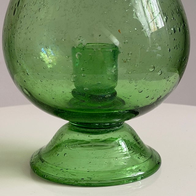 Green Blown Glass Candleholder from the Biot Glassworks For Sale - Image 3 of 6